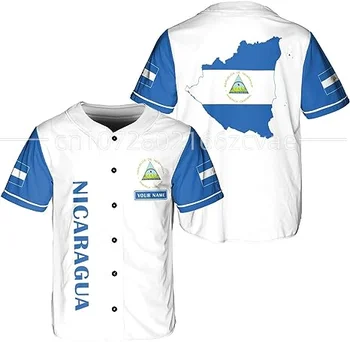 Nicaragua Half & Half Настройте Свое Имя, Бейсбольная Трикотажная рубашка, Бейсбольная рубашка С 3D Принтом, Мужская Рубашка, Повседневные Рубашки, Топы в стиле хип-хоп