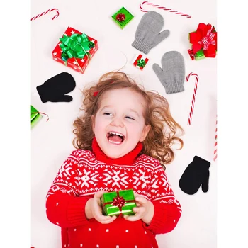6 Пар зимних теплых вязаных варежек, перчаток для Рождественской вечеринки, детских принадлежностей для малышей