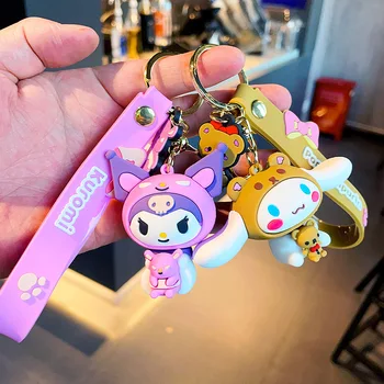 Брелок Kawaii Sanrio с милым мультяшным рисунком Kuromi Hello Kitty Cinnamoroll, брелок для ключей от автомобиля, подвеска, украшение школьной сумки, подарки для друзей