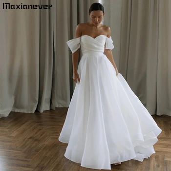 Maxianeve Очаровательное платье для невесты трапециевидной формы, шлейф трапециевидной формы, свадебные платья на шнуровке, Сексуальное свадебное платье с открытой спиной
