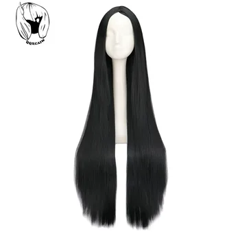 Черный парик длиной 100 см/40 дюймов, парики, синтетический термостойкий карнавальный костюм на Хэллоуин, косплей, прямые волосы