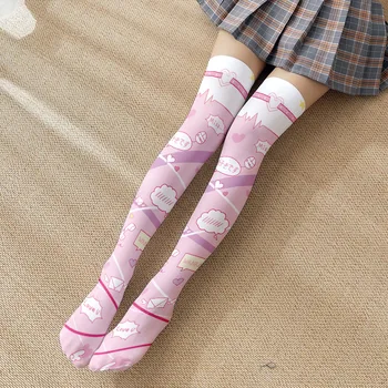 Чулки в стиле Лолиты с геометрическим принтом, Японские носки с милым рисунком, розовые носки с принтом любви, тонкие чулки для студенток, Новые носки для девочек.