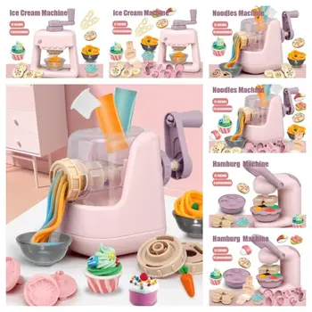 Машина для приготовления мороженого на детской кухне-симуляторе, машина для приготовления макаронных изделий из цветной глины, мини-кухня, игрушечная лапша, Гамбург, безопасные игрушки для приготовления пищи