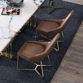Обеденный стул из скандинавской кожи с легкой роскошной спинкой Мебель для гостиничного ресторана Обеденный стул Домашний высококлассный дизайнерский стул для приема гостей