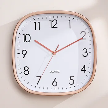 Настенные часы для гостиной, 12-дюймовые бесшумные квадратные угловые светящиеся домашние часы