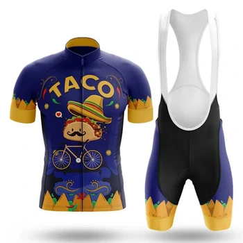 Велосипедный комплект Taco Bicycle, шорты-нагрудник, велосипедная майка, велосипедная рубашка с коротким рукавом, велосипедный спуск, горный костюм MTB