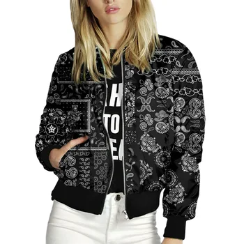 Куртки Женское пальто с рисунком Пейсли, куртки-бомберы Y2k 2023, Весенняя Корейская одежда-бомбер, пуховики