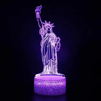 Nighdn Статуя Свободы Всемирно известное здание 3D Иллюзия Светодиодная настольная лампа Ночник на день рождения Рождественский подарок для детей Друзей