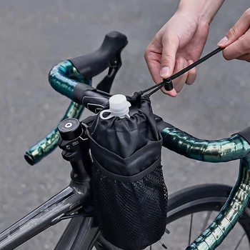 Сумка для чайника на руль со шнурком, изолированная от велосипеда, с сетчатым карманом, сумки для держателя чайника для велосипеда, для электрического скутера, мотоцикла