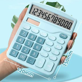 Настольный калькулятор Стандартный функциональный калькулятор с большим 12-значным ЖК-дисплеем, солнечной батареей и двойным питанием от аккумулятора для дома и офиса