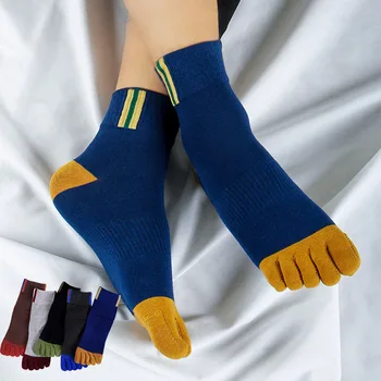 5 пар мужских хлопковых спортивных носков с пятью пальцами, Новый дизайн, Модные высококачественные повседневные носки с пятью пальцами, мужские