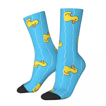Забавный сумасшедший носок для мужчин для плавания Blue Wave в стиле хип-хоп Harajuku с рисунком утки, бесшовный носок для мальчиков, повседневный подарок