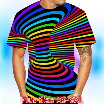 Мужская /женская футболка с радужным 3D-принтом Vertigo Hypnotic Vortex, забавная футболка с короткими рукавами, большие размеры