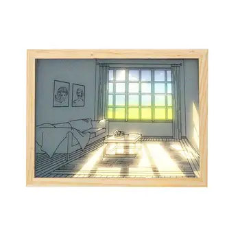 INS Deco Светодиодная роспись USB-штекер с затемнением, Настенное произведение искусства, Настольная лампа, Подарок, Солнечное окно в помещении, Деревянная фотография, Ночная подсветка