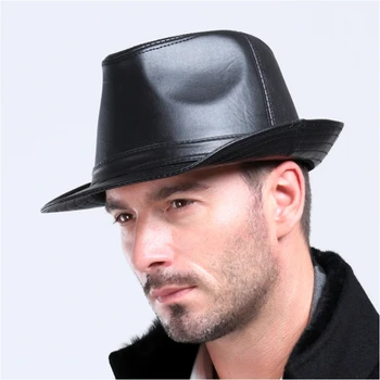 Мужская шапка из овчины из 100% натуральной кожи, мужская ковбойская кепка для отдыха, джазовая кепка, модные британские головные уборы для джентльменов, B-3774