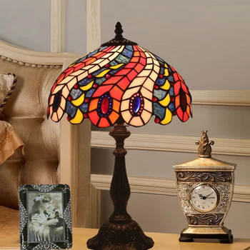 Современная настольная лампа Тиффани LED Креативный Витражный настольный светильник Декор дома Гостиная Спальня Прикроватная тумбочка