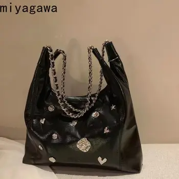 Miyagawa 2023 Новая шикарная Бриллиантовая сумка-тоут большой емкости для пригородных поездок, универсальная сумка через плечо, дизайнерская сумка, кошельки и сумочки для женщин