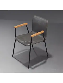 Скандинавский современный минималистичный стул со спинкой для домашней столовой, кофейный стул, дизайнерский подлокотник для отдыха, железный художественный ЛОФТ, офисный стул, табурет