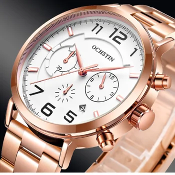 OCHSTIN Модные мужские часы серии Commander, простые мужские наручные часы с хронографом, деловые водонепроницаемые часы с календарем для мужчин