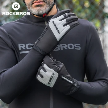 Велосипедные перчатки ROCKBROS, зимние велосипедные перчатки с сенсорным экраном, перчатки с подогревом для пальцев, MTB Шоссейный велосипед, горячие велосипедные перчатки с длинным запястьем