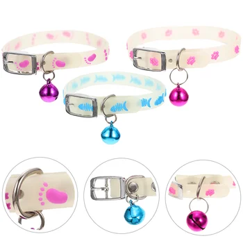 Ожерелья для собак из 3 предметов, маленькие собачки, флуоресцентный ошейник для домашних животных, щенячий колокольчик, ночной анти-потерянный силикагель