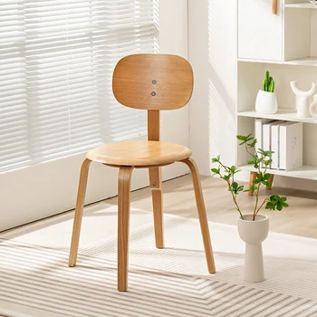 Современный обеденный стул из массива дерева, Скандинавский Дизайнерский Маленький семейный стул для отдыха, Семейные стулья для переговоров с откидной спинкой, столовая