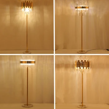 Современный роскошный торшер со светодиодной подсветкой crystal golden, кафе в отеле, спальня, гостиная, лампа для домашней атмосферы