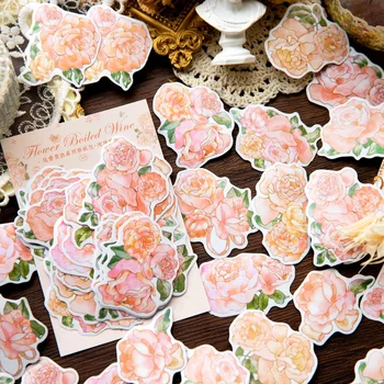 30 шт., винтажные наклейки с цветочным рисунком Сакуры и розы, набор наклеек для васи, старьевщик, эфемерные эстетические наклейки, альбом 