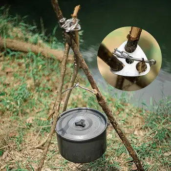 Портативные инструменты для приключений на природе Портативный Набор для приготовления пищи на костре из нержавеющей стали со штативом Походное снаряжение для костра