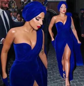 Сексуальное вечернее платье с ковровым покрытием 2023, Королевская синяя бархатная Длинная Праздничная одежда знаменитостей, платье для выпускного вечера, плюс размер, Мисс Вселенная