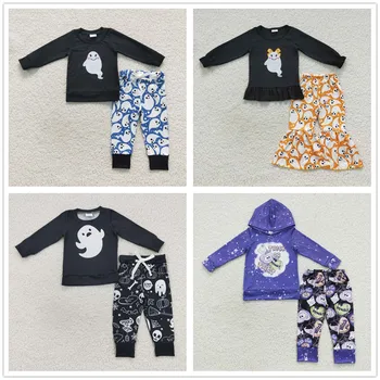2023 Новый дизайн RTS Baby Boutique Ghost Clothing, комплекты с вышивкой для малышей, детские наряды на Хэллоуин