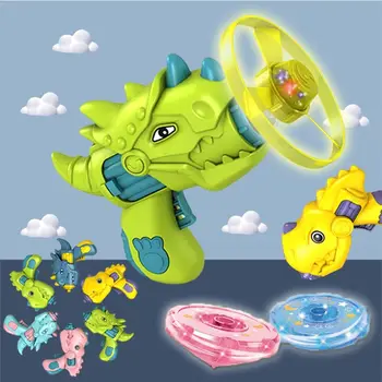 Светодиодные дисковые игрушки Динозавр Летающий Гироскоп Летающие игрушки Пластиковый Динозавр Пусковая установка Диски НЛО Гироскоп Мигающий Вращающийся Топ Спорт на открытом воздухе