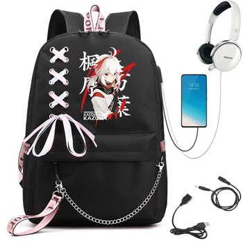Школьный рюкзак Genshin Impact Hu Tao Xiao для подростков, портативный компьютер с USB-зарядкой, уличные сумки Mochila для мальчиков и девочек с мультяшными книгами