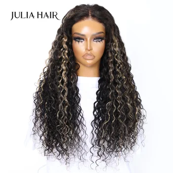 Julia Hair Wear Go Pre Cut 6x4.75 Кружевной Черный С Мелированием Блондинок Bouncy Water Wave TN27 Бесклеевой С Дышащей Шапочкой Воздушный Парик