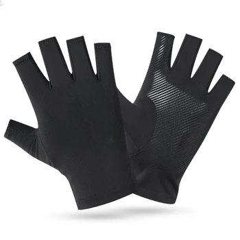 Перчатки весенне-летние ice silk, солнцезащитные перчатки на половину пальца, противоскользящие, для фитнеса, высокоэластичные, удобные, быстросохнущие велосипедные перчатки.