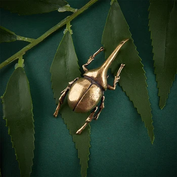 Латунная фигурка насекомого, миниатюрные жуки, украшение для чая с домашними животными, Статуэтка медного жука