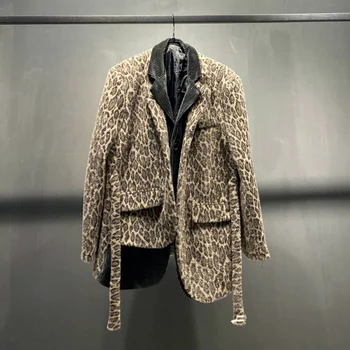 Леопардовый принт С асимметричным подолом, мужской костюм, рубашка, пальто из двух предметов, высококачественная Элегантная модная куртка, блейзер 2024 года, Новинка