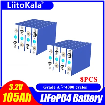 LiitoKala 3.2V 105Ah lifepo4 аккумулятор 3C 300A разряда для DIY 12V 24V Электрический RV Гольф-автомобиль на открытом воздухе солнечной энергии Перезаряжаемый