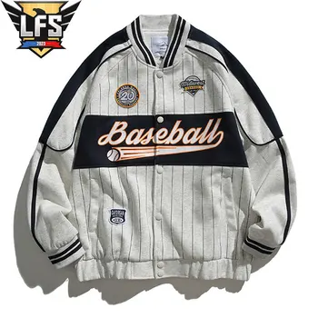 Винтажная бейсбольная форма с принтом алфавита, куртка, мужская Весенне-осенняя модная уличная куртка, Корейская одежда, Японская уличная одежда для мужчин
