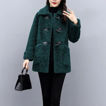 2023 Новая Корейская куртка из овечьей шерсти, Женское Осенне-зимнее Теплое пальто из овечьей шерсти, Женский темперамент, Шикарная верхняя одежда, Женское повседневное пальто