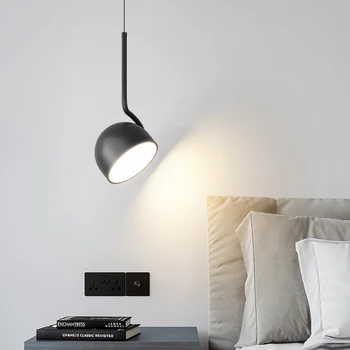 Современная светодиодная люстра Для прикроватной тумбочки, украшения дома, гостиной, спальни, кухни, Черно-белая Маленькая подвесная лампа с возможностью поворота, Дизайн
