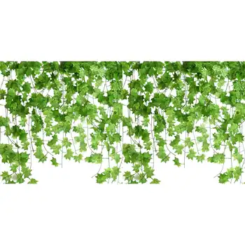 24 Шт 7,5-футовых искусственных кленовых листьев, свисающих лоз, искусственной гирлянды из плюща, подвесных растений для украшения сада, свадебной вечеринки