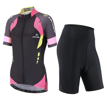 Женский комплект из джерси для велоспорта, дышащие велосипедные топы с коротким рукавом и шорты с подкладкой, летняя одежда для езды на велосипеде MTB Pro