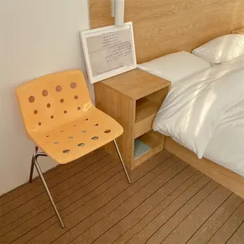 1шт Креативные стулья в форме сыра в стиле Ins, Стулья для гостиной с выдолбленными отверстиями, Обеденные стулья со спинкой из нержавеющей стали