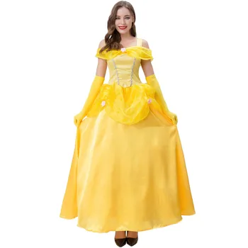 Взрослый фантазийный костюм принцессы Белль для косплея 