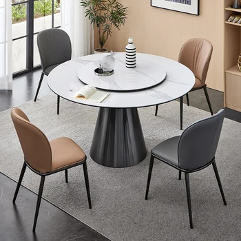 Шиферный круглый обеденный стол 2023 новый дом с поворотным столом минималистичный высококачественный обеденный стол из нержавеющей стали на заказ