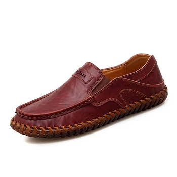Мужская обувь с крупной ручной строчкой 39-48 Удобная внутренняя подкладка, резиновая подошва, защита от столкновений и ног LazyShoes