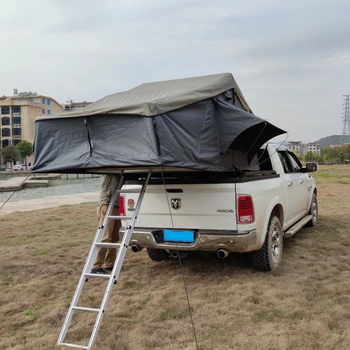 Внедорожник для кемпинга на открытом воздухе на 3-4 человека, мягкая палатка на крыше с лестницей, автомобильная палатка на крыше для кемпинга