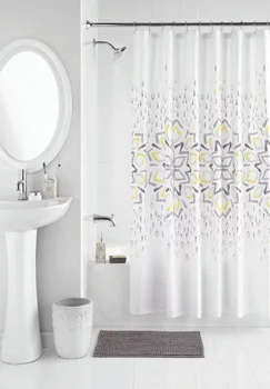 Набор аксессуаров для ванной комнаты Majestic Mandala из полиэстера/керамики из 17 предметов, белые шторы cortinas de baño с принтом