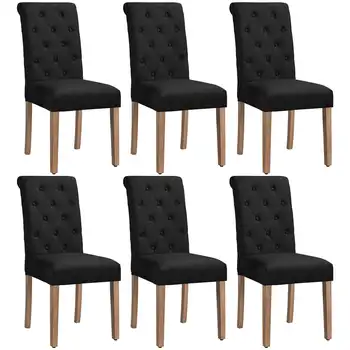 Обеденные стулья SMILE MART 6шт, обитые тканью Parsons, черные 18,00 X 24,50 X 39,00 дюймов